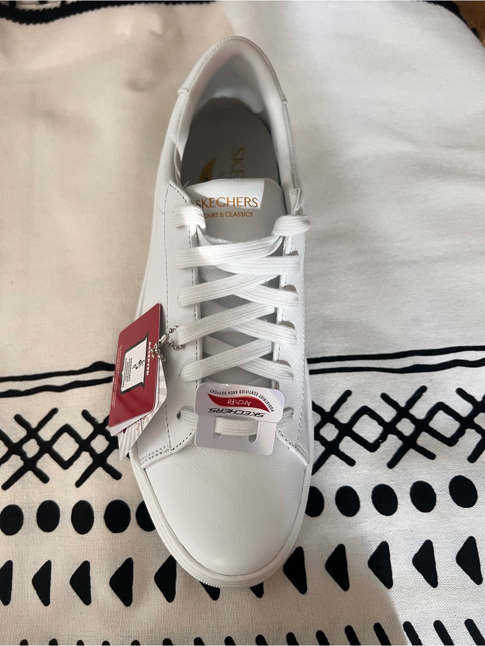 Skechers White Lace-Up Court & Classics Sneaker with Gold Logo